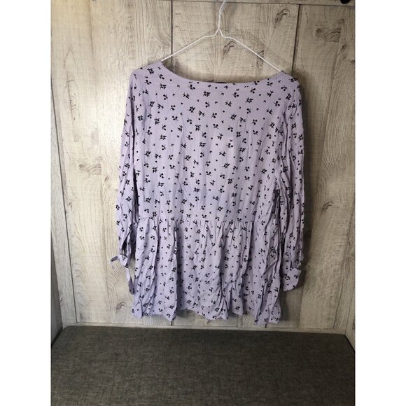 The Nines by Hatch Purple Lilac Floral Crepe Maternity Blouse Shirt Size Medium - Picture 2 of 5